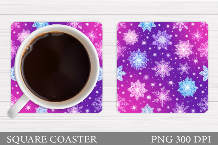 Snowflakes Coaster Design. Christmas Coaster Sublimation