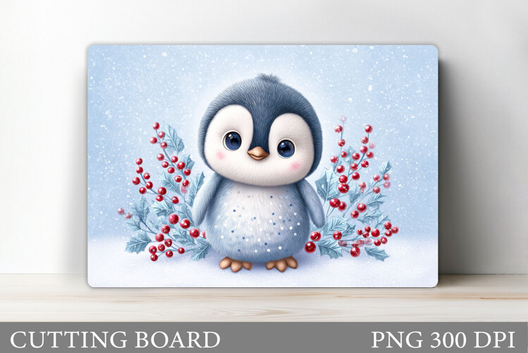 Cute Penguin Cutting Board. Christmas Cutting Board Design example image 1