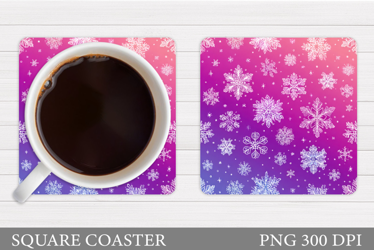 Snowflakes Coaster Design. Christmas Coaster Sublimation
