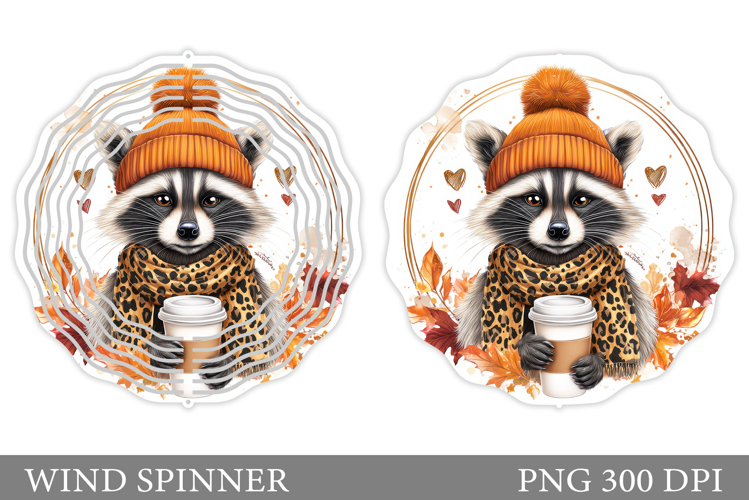 Fall Raccoon Wind Spinner. Fall Wind Spinner Sublimation