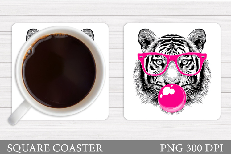 Tiger Coaster Design. Tiger Sublimation example image 1