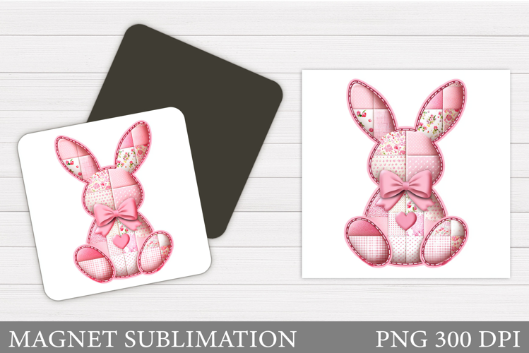 Patchwork Bunny Magnet Design. Cute Bunny Magnet Sublimation