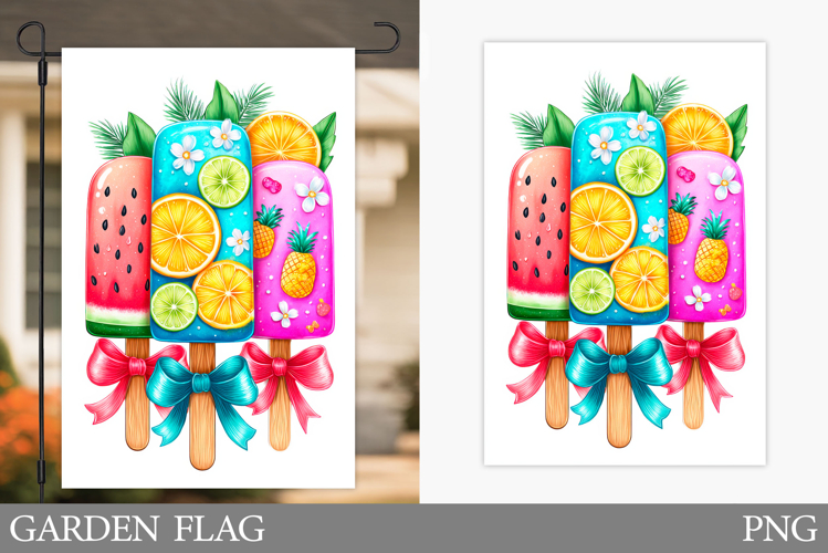 Ice Cream Garden Flag Design. Summer Garden Flag Sublimation