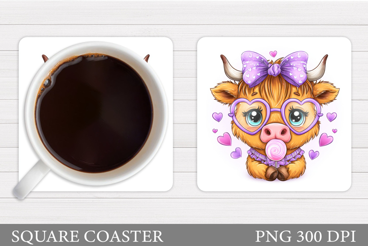 Valentines Cow Coaster Design. Valentines Square Coaster