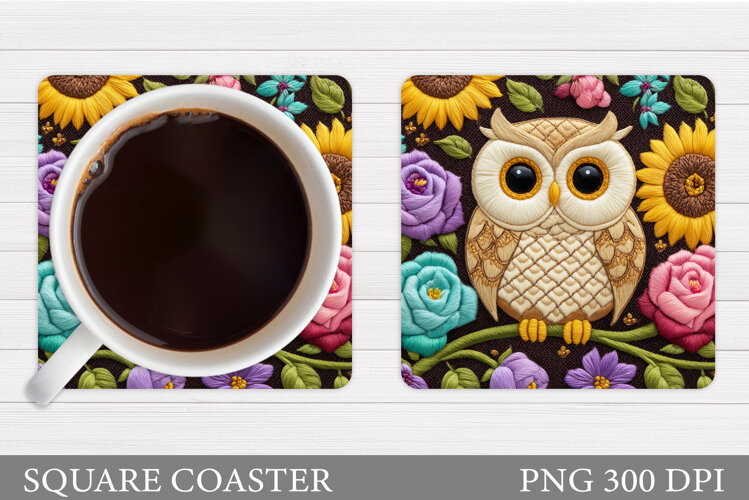Cute Owl Coaster Design. Cute Owl Sublimation example image 1