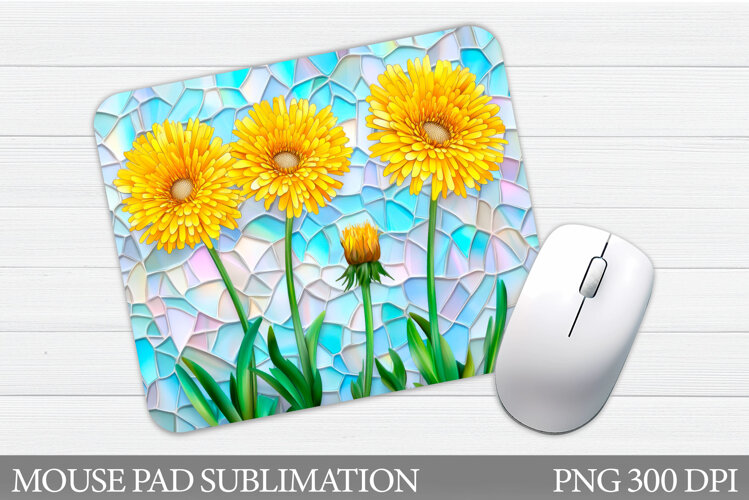 Dandelion Mouse Pad Sublimation. Flowers Mouse Pad Design example image 1