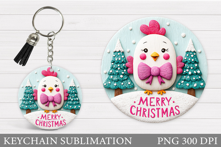 Christmas Chicken Keychain. Christmas Keychain Sublimation