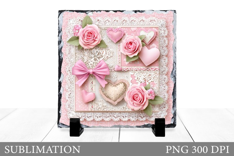 Rose Square Sublimation. Roses Slate Design