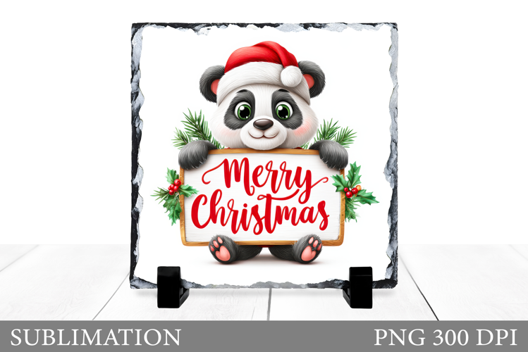 Christmas Panda Sublimation. Christmas Panda Slate Design