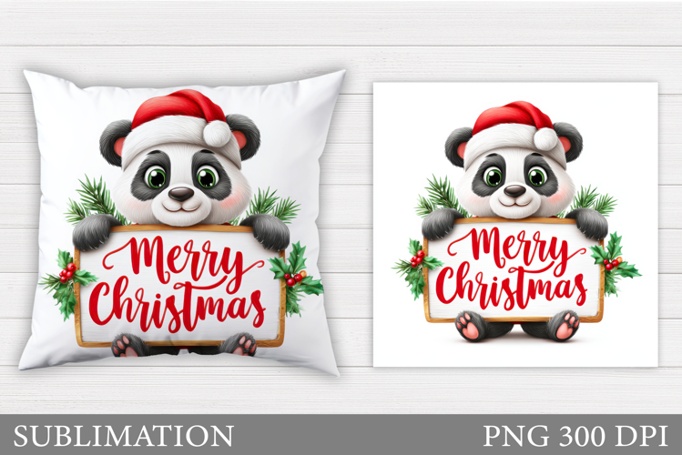 Christmas Panda Pillow Design. Christmas Pillow Sublimation