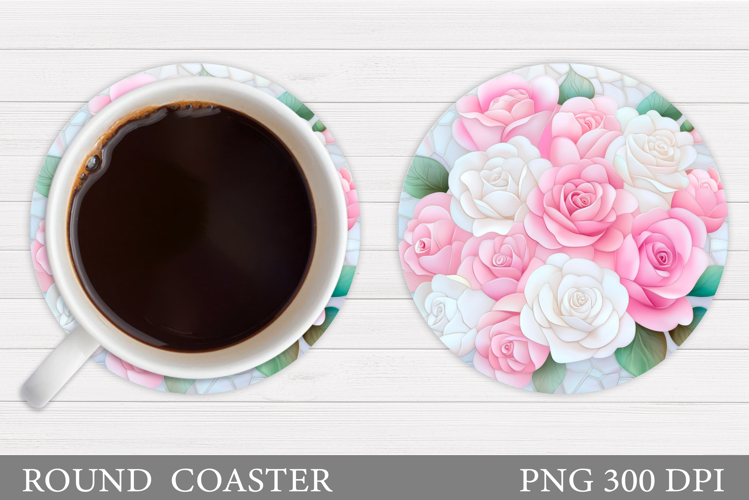 Roses Coaster Sublimation. Flowers Coaster Design