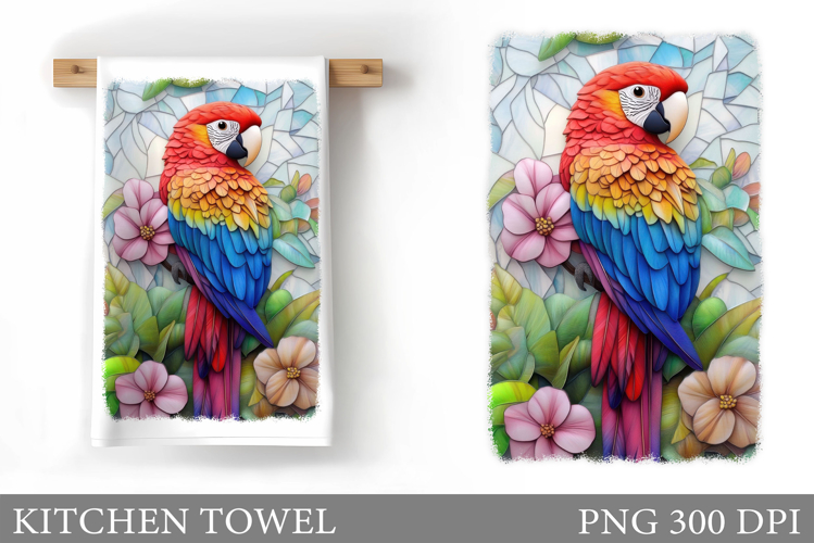 Parrot Kitchen Towel. Flowers Kitchen Towel Sublimation