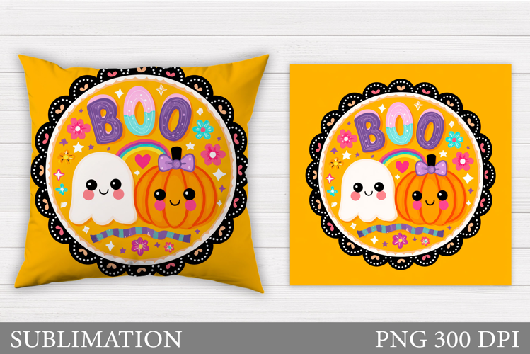 Boo Pillow Design. Halloween Pillow Sublimation