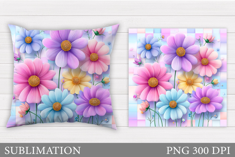 Flowers Pillow Sublimation. Floral Pillow Design