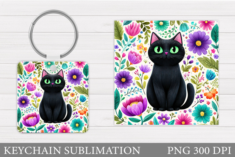 Cute Cat Keychain Design. Cute Cat Sublimation