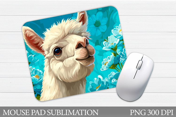 Lama Mouse Pad Design. Lama Flowers Mouse Pad Sublimation