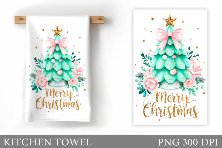 Christmas Tree Kitchen Towel. Christmas Deer Kitchen Towel