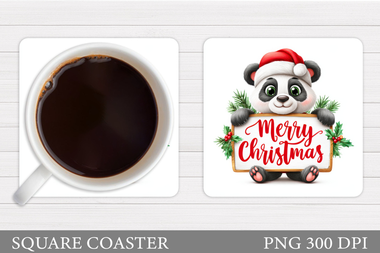 Christmas Panda Coaster. Christmas Coaster Sublimation