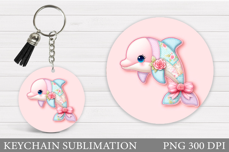 Dolphin Keychain Sublimation. Cute Dolphin Keychain Design