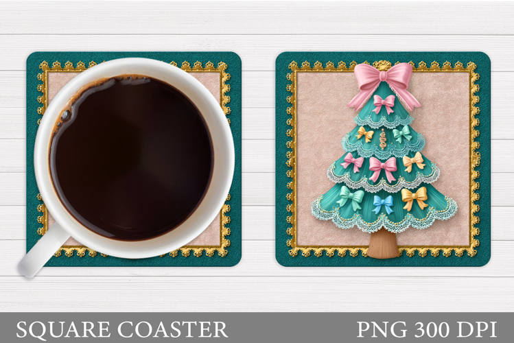Crochet Christmas Tree Coaster. Christmas Coaster Design