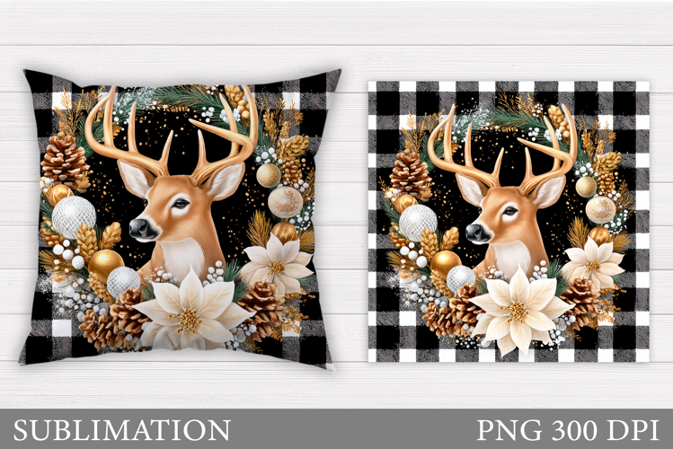 Christmas Deer Pillow Design. Christmas Snowman Pillow