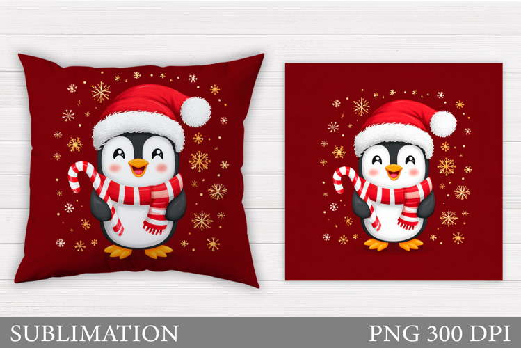Christmas Penguin Pillow. Christmas Pillow Sublimation