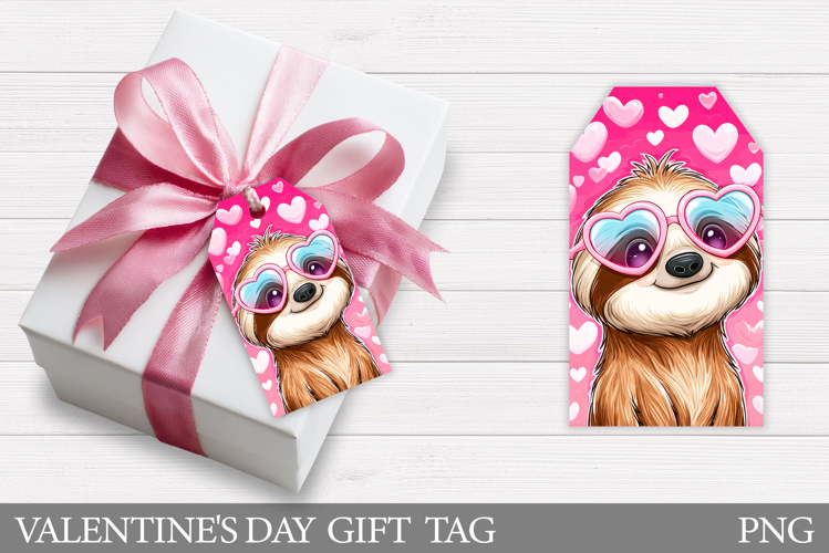 Valentines Sloth Gift Tag. Valentines Gift Tag Design