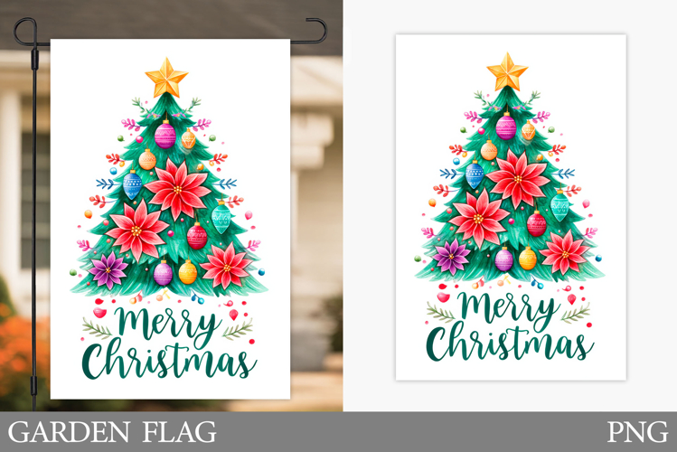 Christmas Tree Garden Flag. Christmas Garden Flag Design