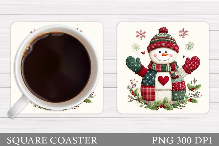Snowman Coaster Design. Christmas Coaster Sublimation example image 1