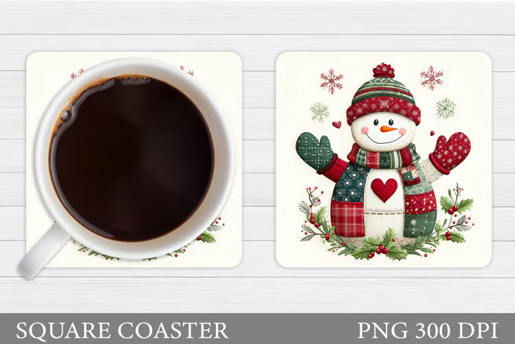 Snowman Coaster Design. Christmas Coaster Sublimation