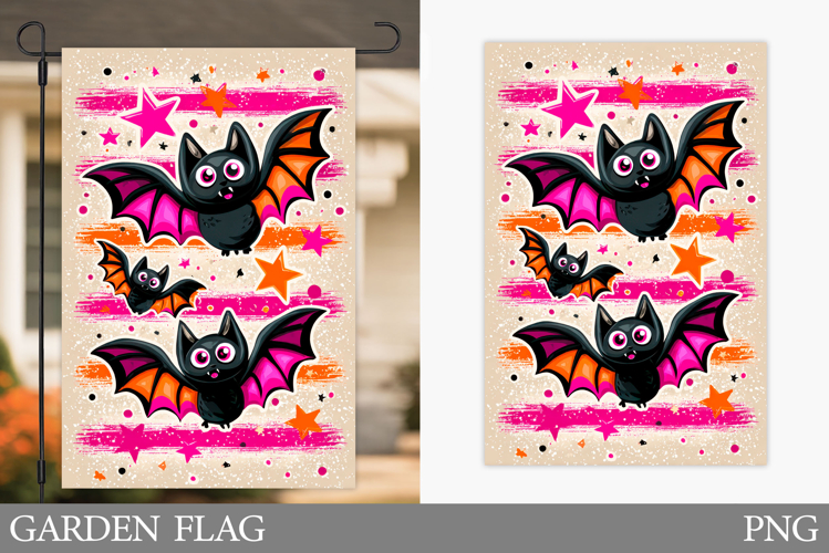 Bat Garden Flag Sublimation. Halloween Garden Flag Design