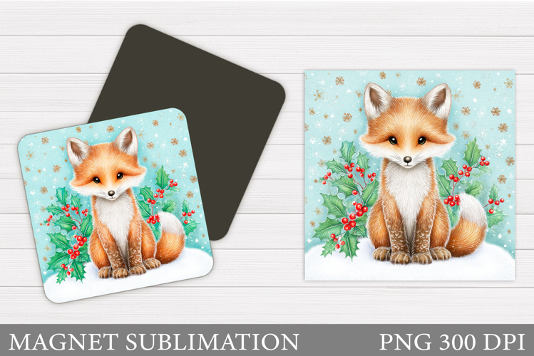 Christmas Fox Magnet. Christmas Magnet Sublimation