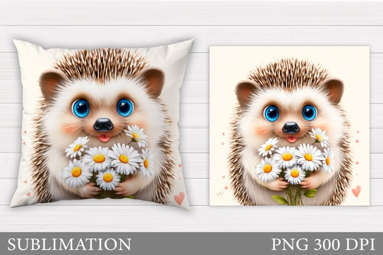 Cute Hedgehog Pillow Design. Cute Hedgehog Sublimation