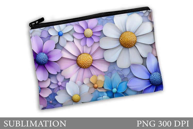 Flowers Makeup Bag Design. Floral Makeup Pouch Sublimation