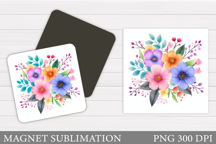 Flowers Square Magnet Design. Flowers Magnet Sublimation