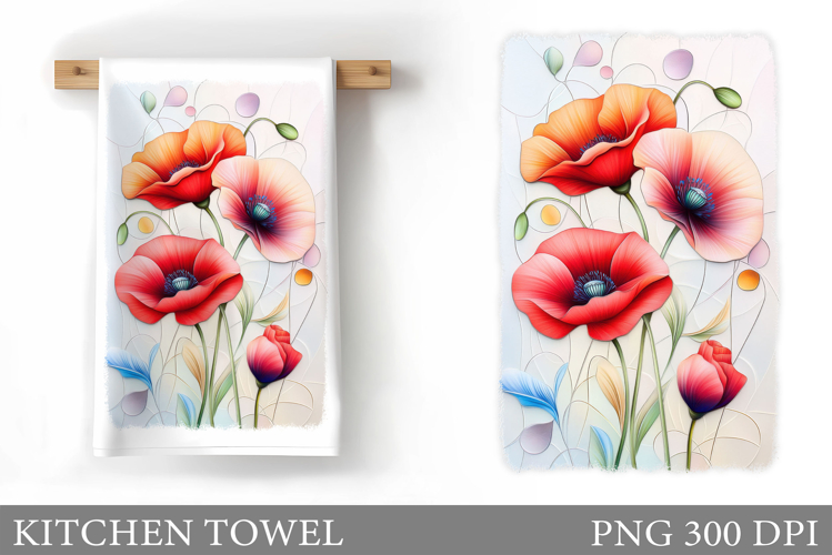 Floral Kitchen Towel Design. Flowers Kitchen Towel