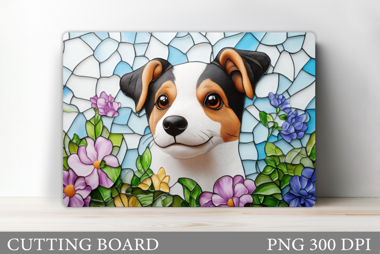 Cute Dog Cutting Board Design. Dog Flowers Cutting Board