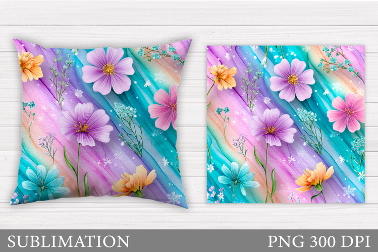Flowers Pillow Design. Floral Pillow Sublimation