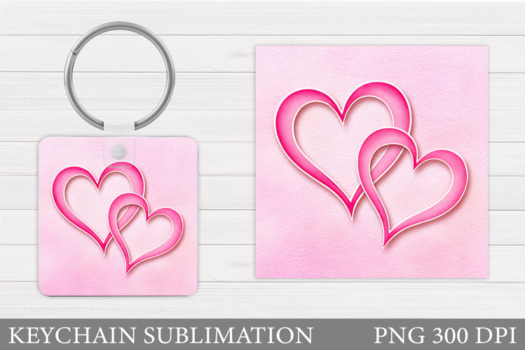 Heart Keychain Design. Valentine Keychain Sublimation