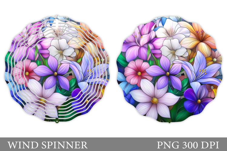 Flowers Wind Spinner Design. Floral Wind Spinner Sublimation