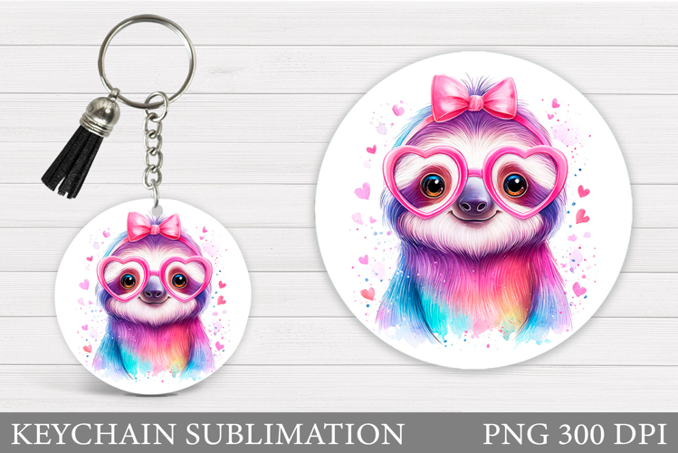 Cute Sloth Keychain Sublimation. Sloth Keychain Design