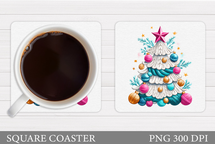Crochet Christmas Tree Coaster. Christmas Coaster Design