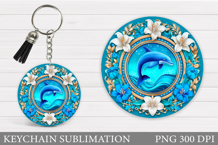 Dolphin Round Keychain. Dolphin Keychain Sublimation