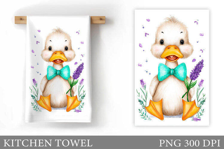 Cute Duck Kitchen Towel Design. Duck Flowers Kitchen Towel example image 1