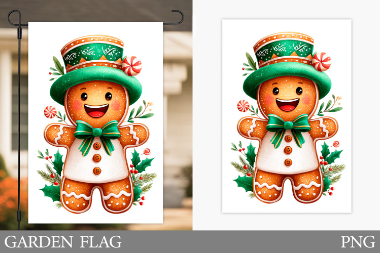 Gingerbread Garden Flag. Christmas Garden Flag Design