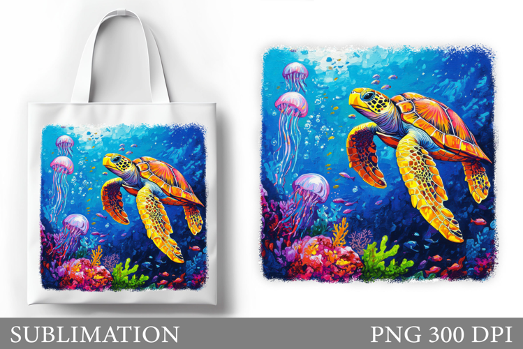 Sea Turtle Tote Bag Sublimation. Turtle Sublimation
