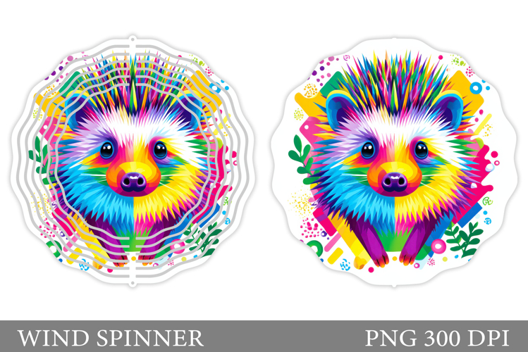 Cute Hedgehog Wind Spinner. Hedgehog Sublimation