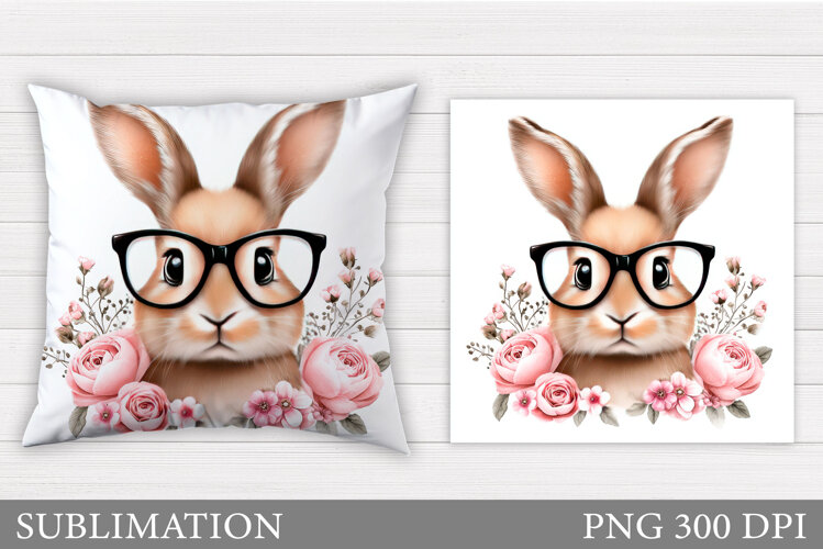 Cute Bunny Pillow Design. Cute Bunny Sublimation example image 1