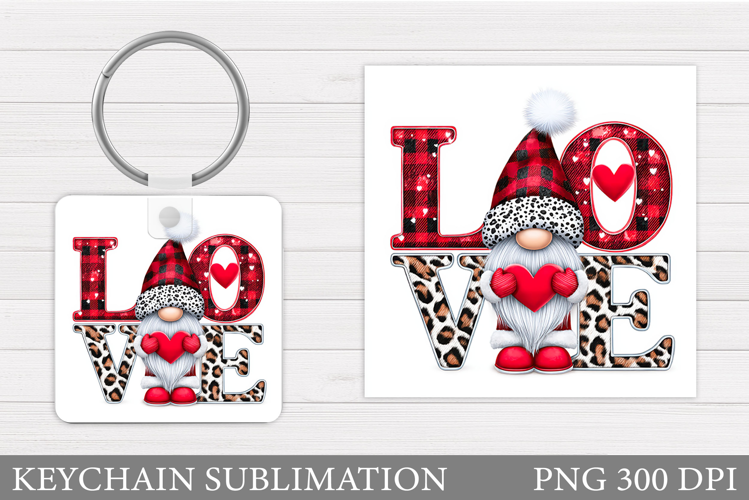Valentines Gnome Keychain. Valentines Keychain Design