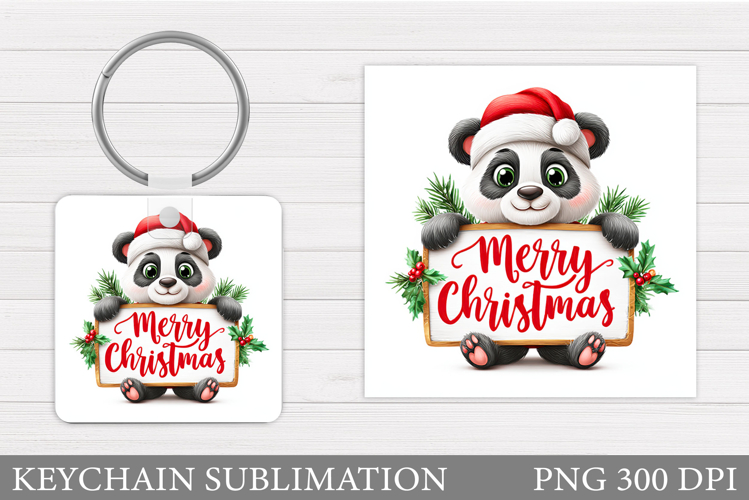 Christmas Panda Keychain. Christmas Keychain Sublimation